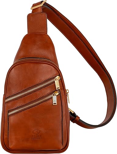 Time Resistance Bolso bandolera de cuero - Bolso bandolera marrón - Bolso bandolera para hombre y mujer - Mochila de hombro hecha a mano