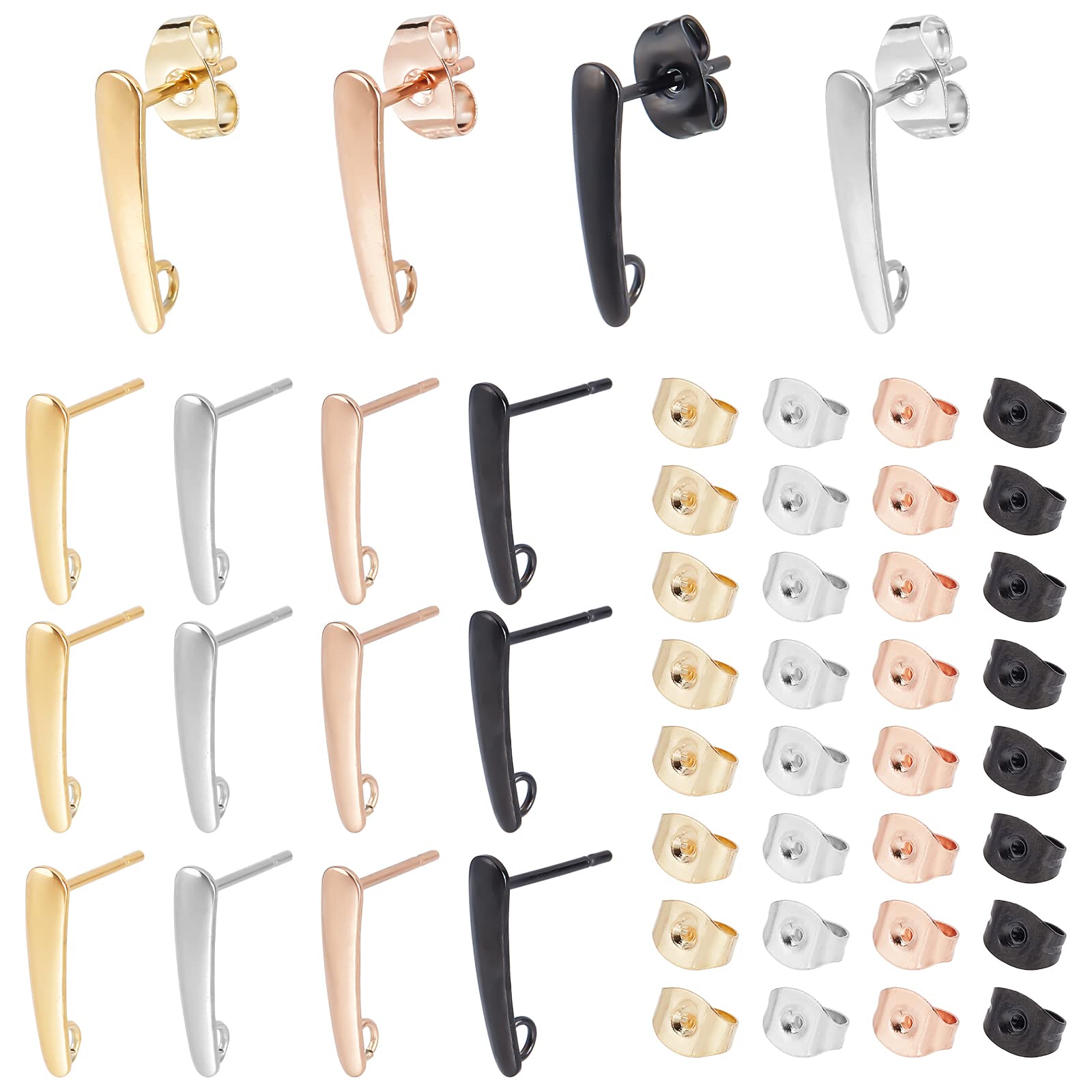 Boucles d'oreilles à tige anti-perte en acier inoxydable avec fermoirs papillon sûrs