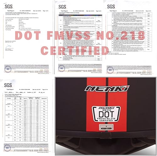 Miniatura 6 de Cascos Nenki Helmets de motocross y motocicleta que cubre todo el rostro. Casco NK-310, aprobado por DOT, con visera roja de iridio