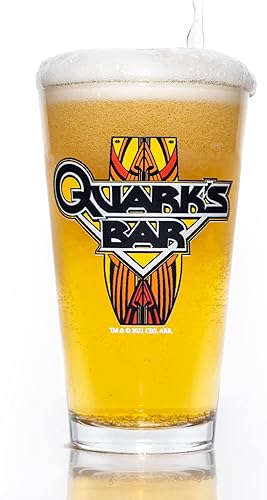 Star Trek Gift Deep Space Nine Quarks Bar Pint Beer Glass Edición especial línea de color clásico In-Universe incluye un vaso 16 onzas