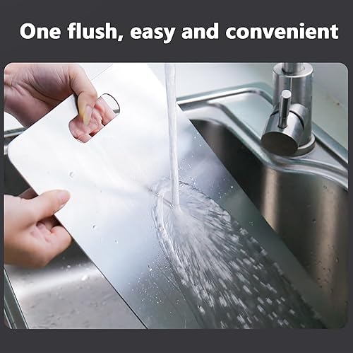 Miniatura 4 de 304 tablas de cortar de acero inoxidable para cocina, tabla de cortar de metal, tabla de cortar, de doble cara, cepillada y pulida, fácil de