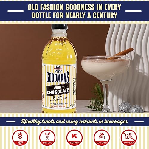 Miniatura 5 de Goodman's Sabor a chocolate blanco, sin gluten, sin OMG, kosher, para recetas cetogénicas y a base de plantas, ideal para pasteles, galletas,