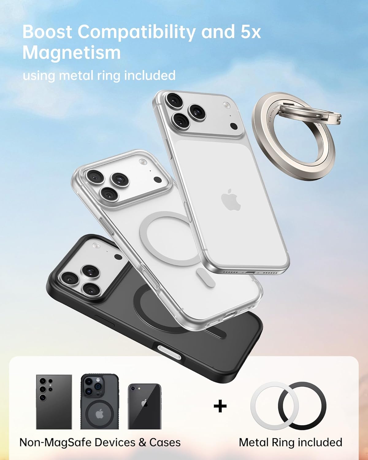 SYNCWIRE for MagSafe Ring Phone Holder, 360° Rotation Magnetic Cell Phone Grip Dual-Sided Magnets Phone Ring Kickstand Compatible with iPhone 17 16 15 14 13 12 Pro Max MagSafe, Android, Samsung etc. - Image 9