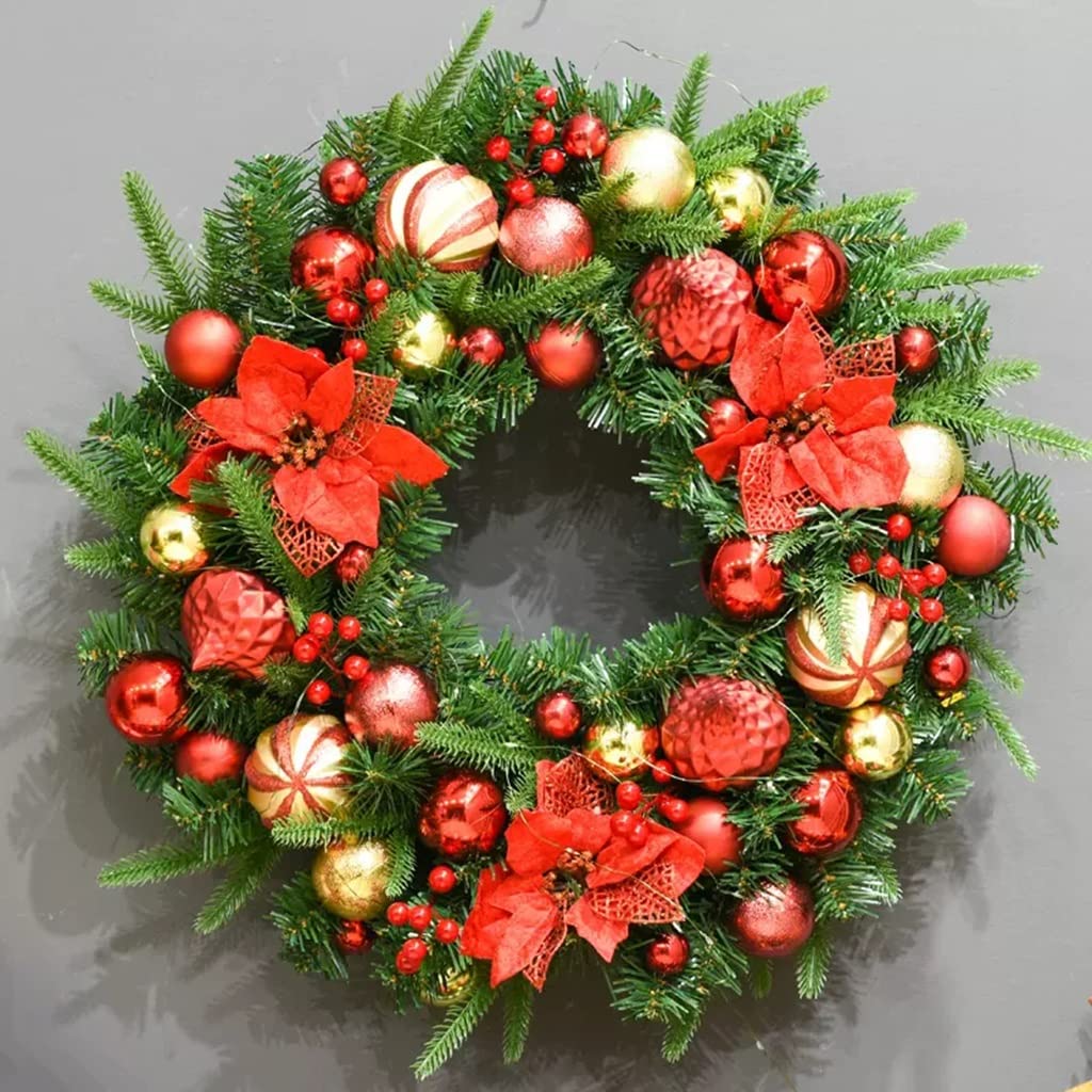 Couronne de Noël artificielle avec lumières intégrées au feuillage dense - 6