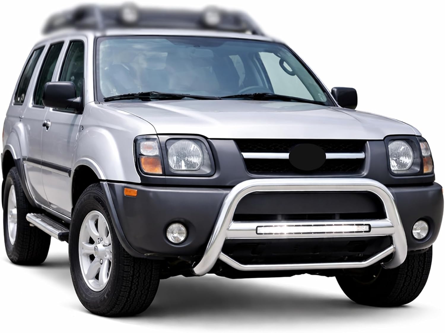 Black Horse MAX Beacon Bull Bar No Skid Plate Stainless Steel Compatible with 1998-2004 Nissan Frontier|2000-2004 Nissan Xterra-MAB-NIB1401S