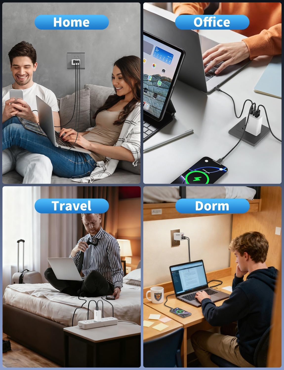 2Pack 100W USB C Charger Block, 3Port Fast Charging Adapter, Type C Fast Charging Blocks Cube PD USBC Wall Plug+QC3.0 USB A Charger Brick for MacBook Pro/Air,iPad,iPhone 17/16,Samsung S25 &More-White