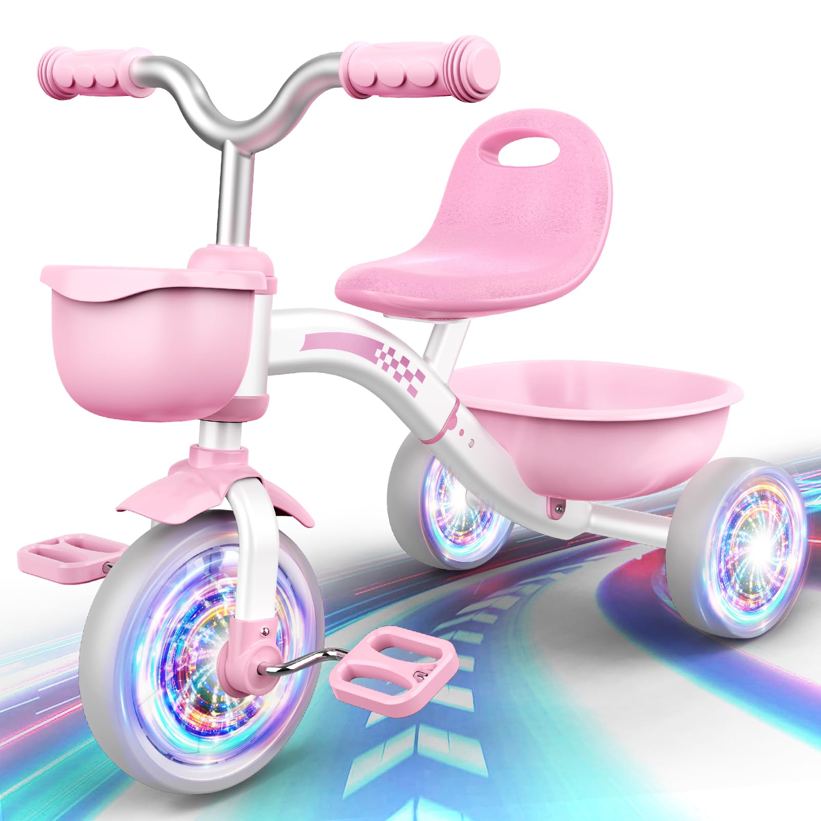 Braxel Triciclo Bambina per 2 3 4 5 Anni, Triciclo Evolutivo da 1 a 5 Anni con Cestello Portaoggetti, Adatto Come Regalo per Bambini, Rosa