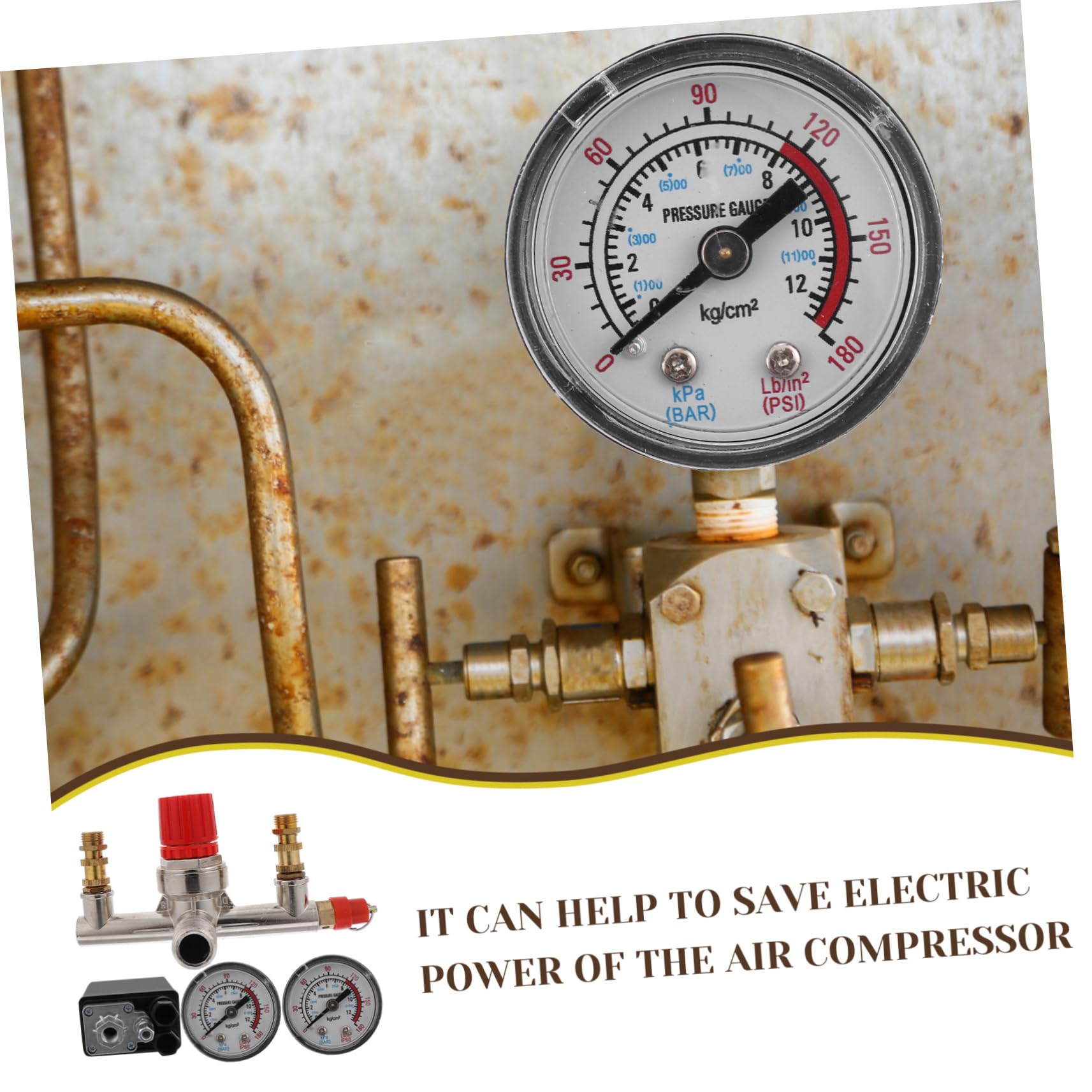 Pressostato per Compressore Aria 175psi con Manometri e Regolatore | Controllo Pressione, Versione 16a, Struttura Metallo e Plastica, per Impianto Compressore