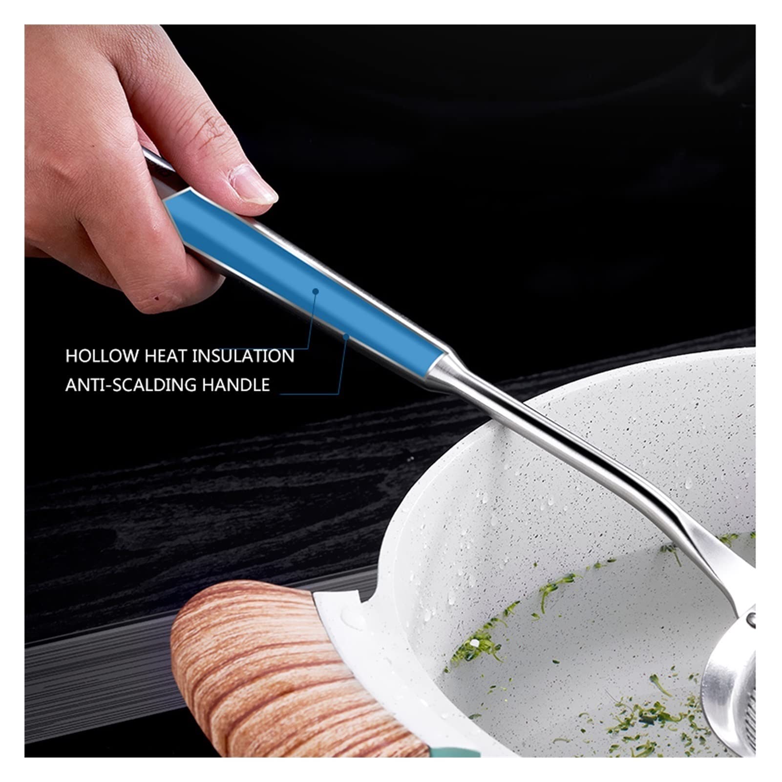 Schiumarola da Cucina Cucchiaio filtrante scanalato in acciaio inossidabile, colino for schiumarola con manico lungo, colino multiuso ideale for pasta, cibi fritti Cucchiaio Colino ( Size : Large )