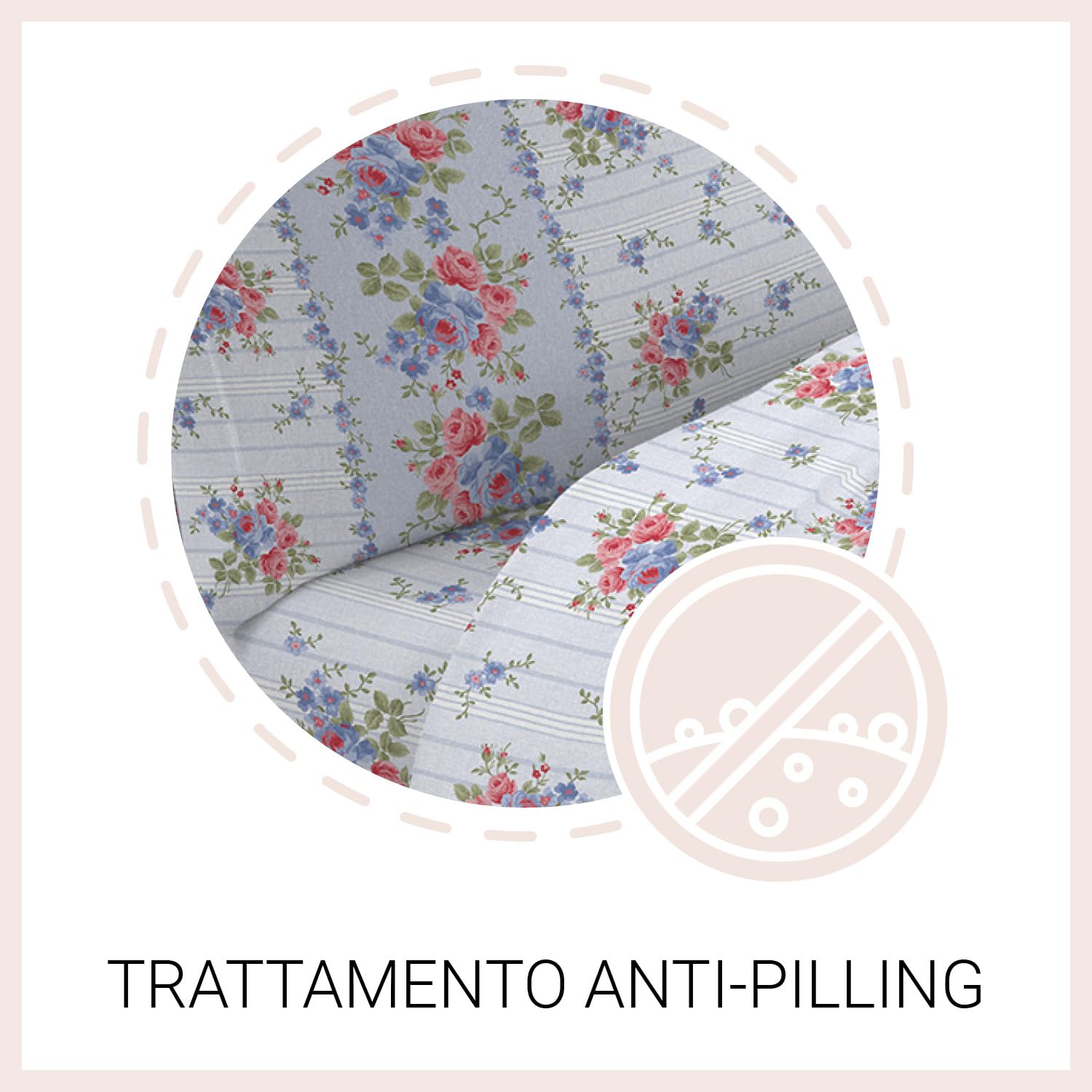 Banzaii Completo Lenzuola Francese Invernale in Flanella Felpate 100% Cotone Anti-Pilling Francese Beatrice Azzurro