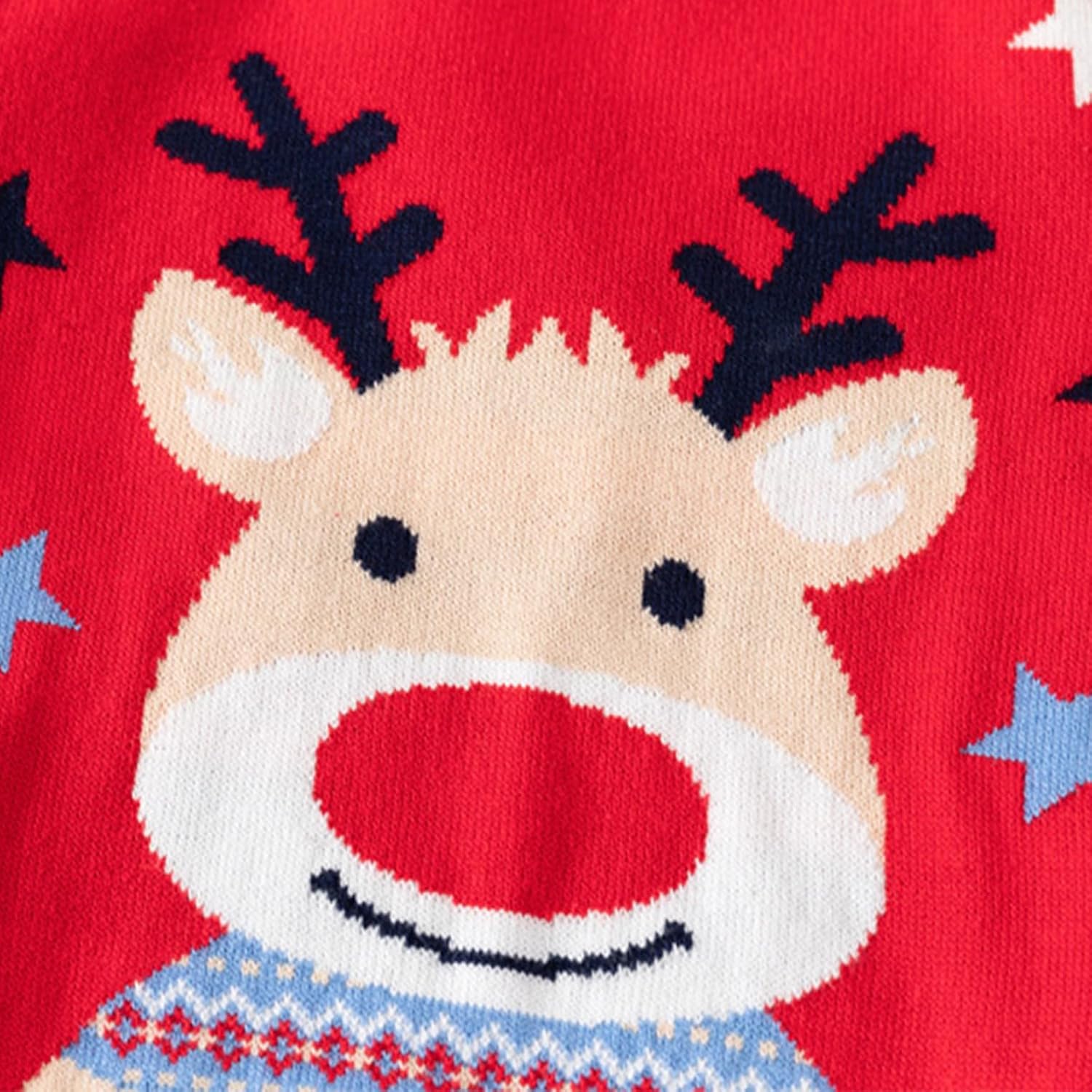 Xumplo Toddler Girls Boys Ugly Christmas Sweater Kids Reindeer Pullover Unisex Child Xmas Red Top Clothing 3-7Y