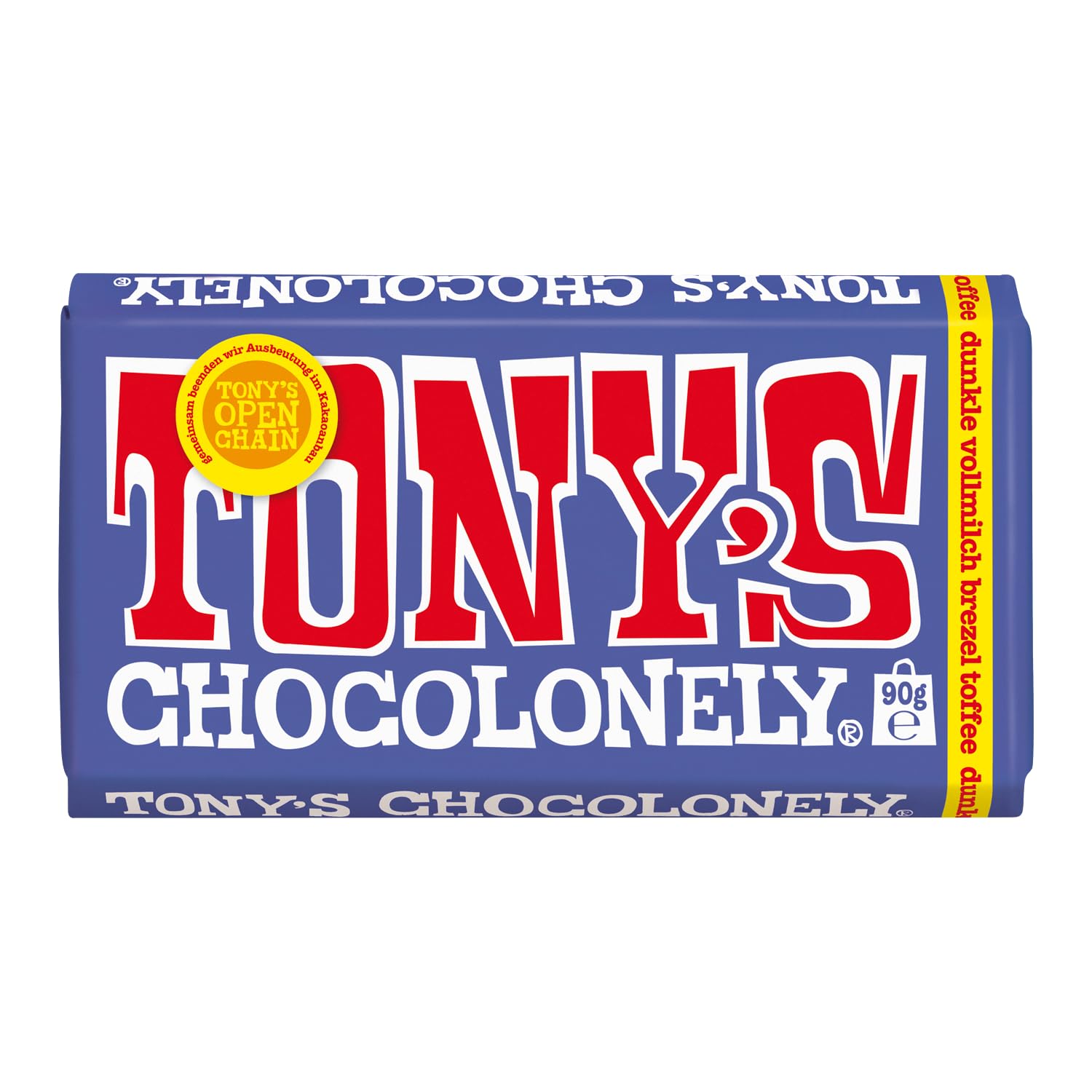 TONY'S CHOCOLONELY - Dunkle Vollmilchschokolade mit Brezel & Toffee 90 g - Fairtrade Schokolade mit knusprigen Salzbrezeln & süßem Toffee-Crunch. Ohne Palmöl, hergestellt in Belgien