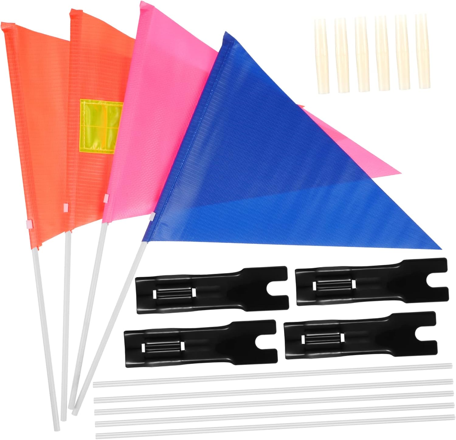 Toyvian 1Set Bike Safety Flag Kit Color Flags with Pole Connectors Height Durable Easy Mounting for Enhanced Visibility Trailers and Bicycles