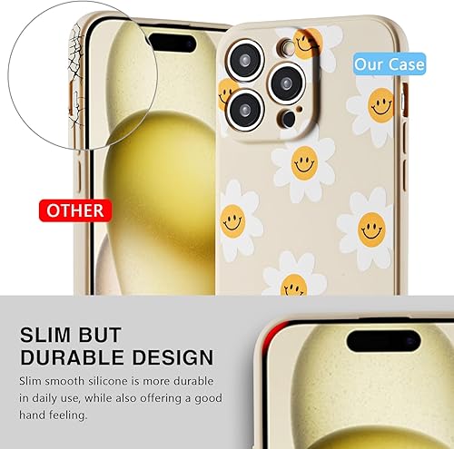 Miniatura 4 de Funda para iPhone 15 de 6,1 pulgadas, diseño de girasol, color blanco, funda suave de silicona suave para iPhone 15-6,1 pulgadas