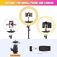 Vista 7 de Anillo de luz con soporte de trípode, kit de anillo de luz LED de 14 pulgadas Yesker con soporte para teléfono, temperatura de color ajustable