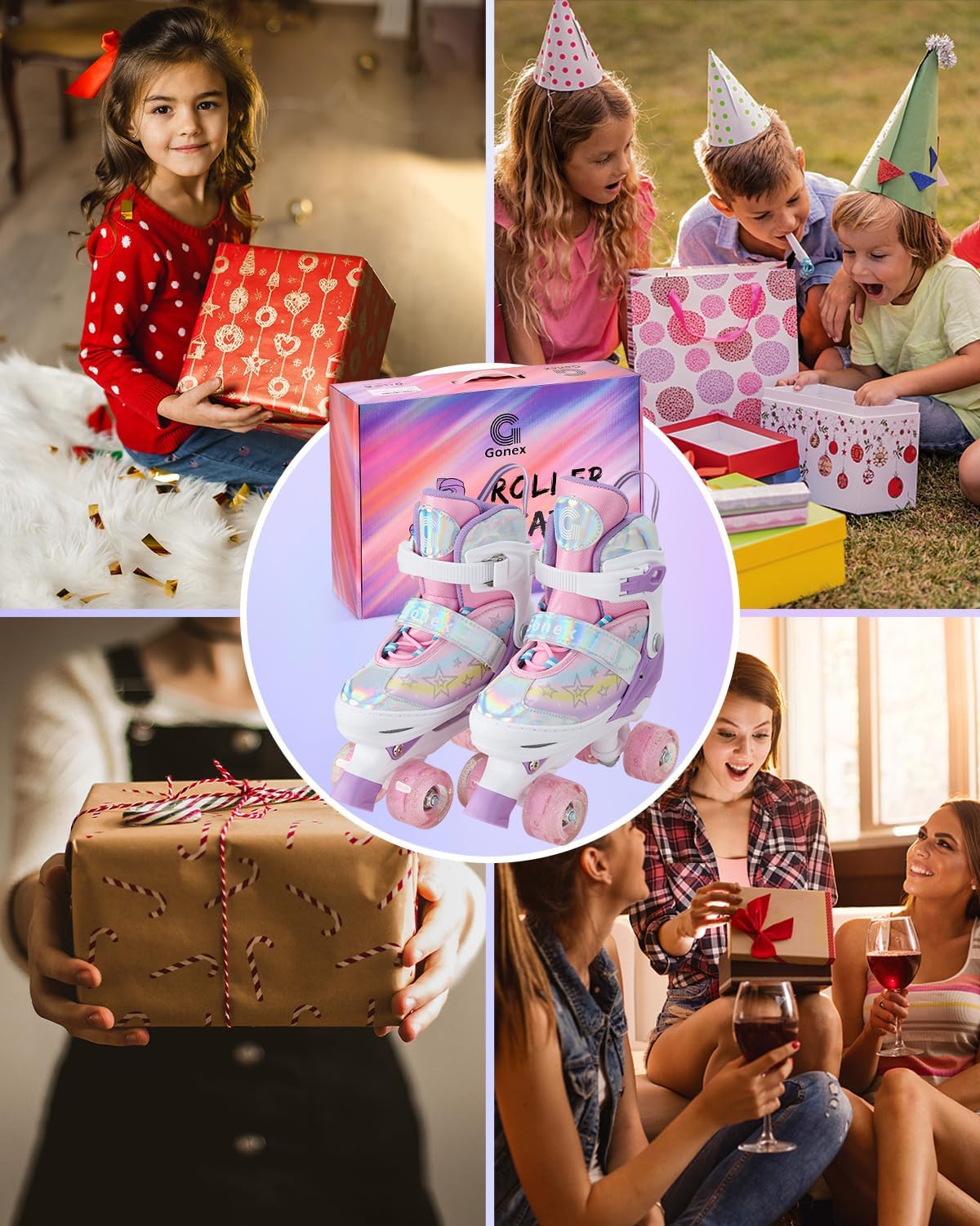 Gonex Roller Skates for Girls Kids Boys Women with All Light Up Wheels，Adjustable Rollerskates for Beginners Toddler Youth, Gift for Indoor Outdoor - Image 8