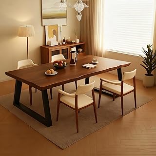 Industrial Solid Wood Dining Table,Rectangular Dinner Table for 4-10 People,Kitchen Dinning Table,Live Edge Table Top for Dining Room,Kitch or Small Space