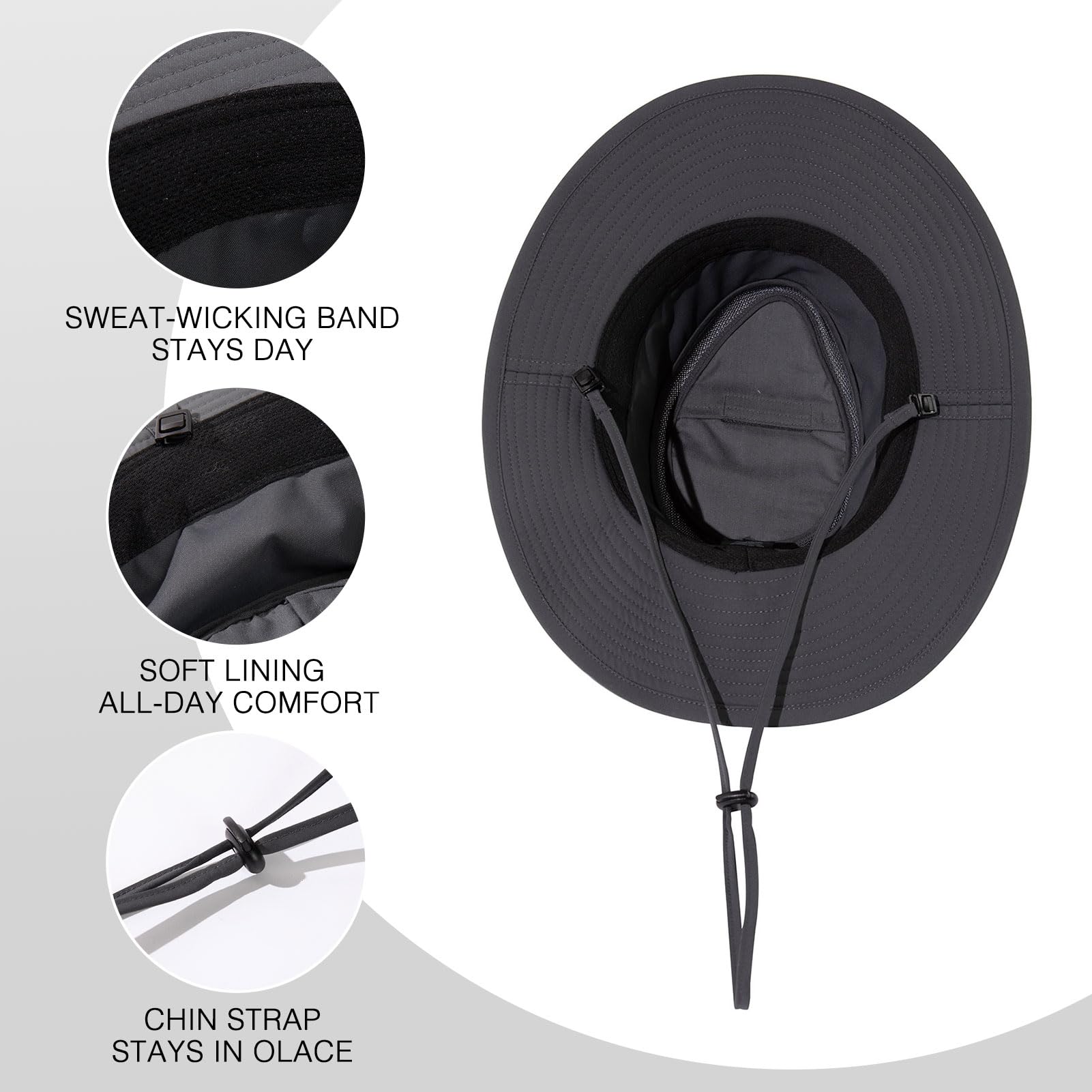 TOP-EX XL/XXL Cappello da sole impermeabile da uomo e donna, a tesa larga, cappello da sole UV per viaggi, pesca, escursionismo, con blocco per occhiali da sole