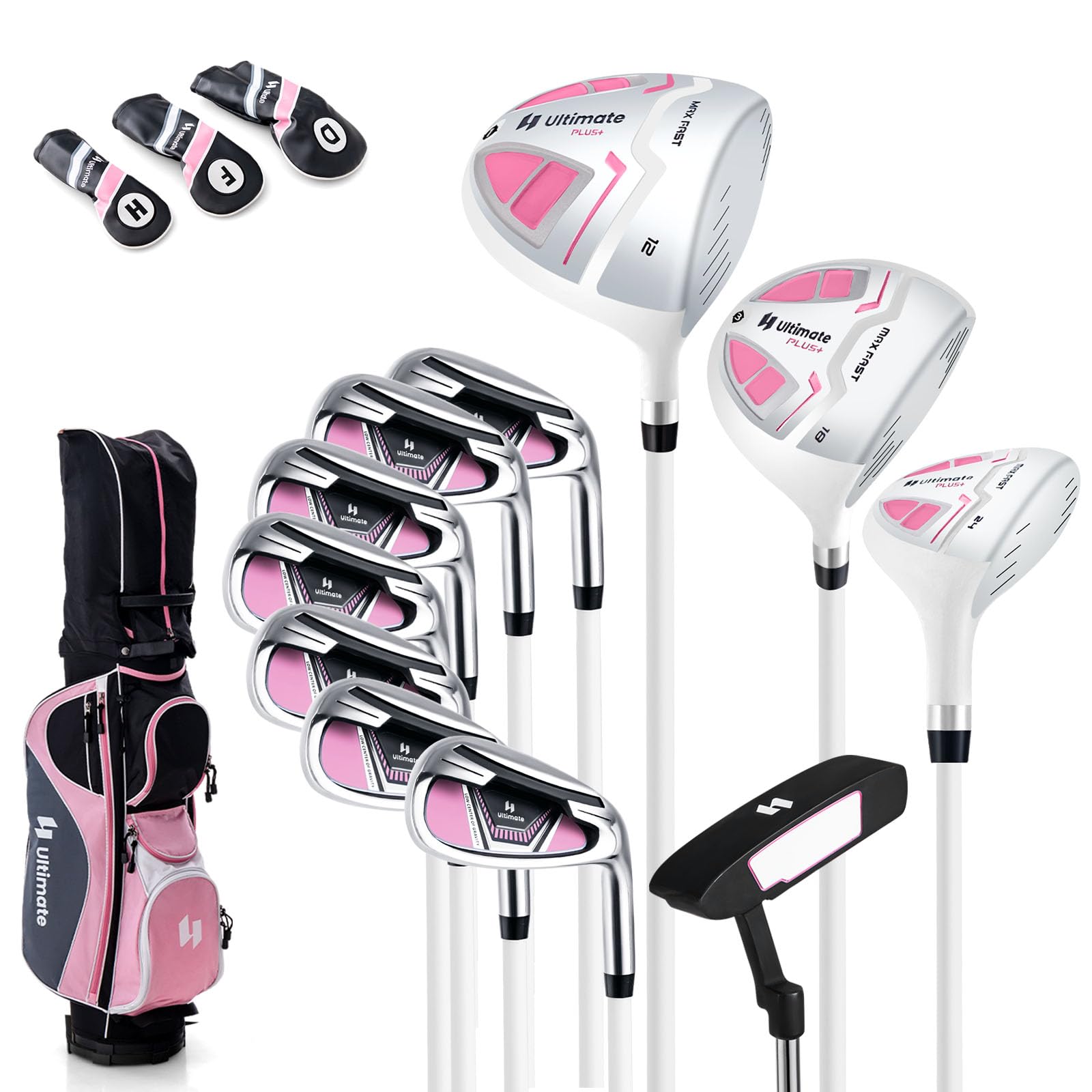 LIFEZEAL Set completo di mazze da golf da donna, con #1 driver, 3 fairway, 5 ibridi, 5#6#7#8#9#P #S, putter e borsa da golf portatile con parapioggia, destrorsi