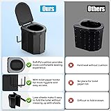 WADEO Portable Camping Toilet, Foldable Heavy Duty Travel Toilet for Adults, Sturdy 400lbs Capacity, Compact Car & Van Toilet with Lid & Bags for Camping, Hiking, Road Trips (Black + Seat Cushion) - 5