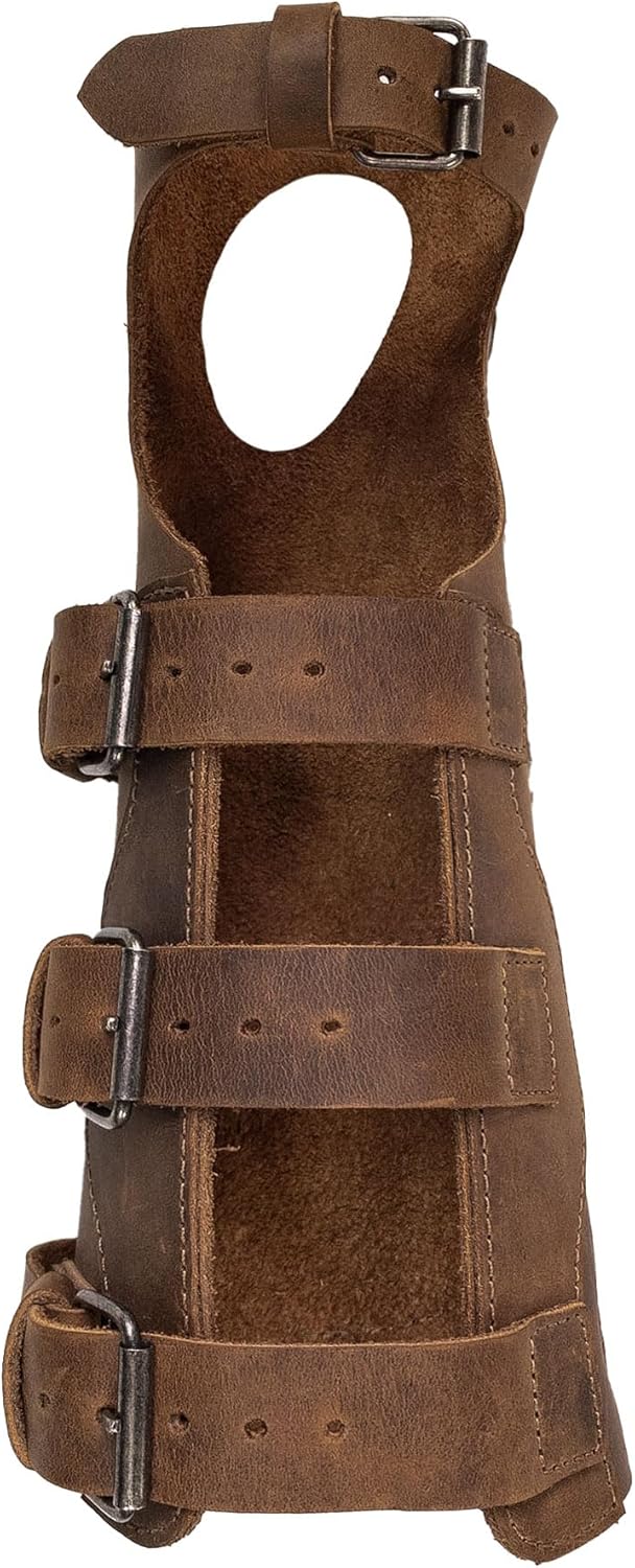 Archery Bracer with Thumb Slot, Forearm Protector for Knights, Wrist Guard, Cosplay, Adjustable Buckle Straps, Full Grain Leather, Handmade, Bourbon Brown