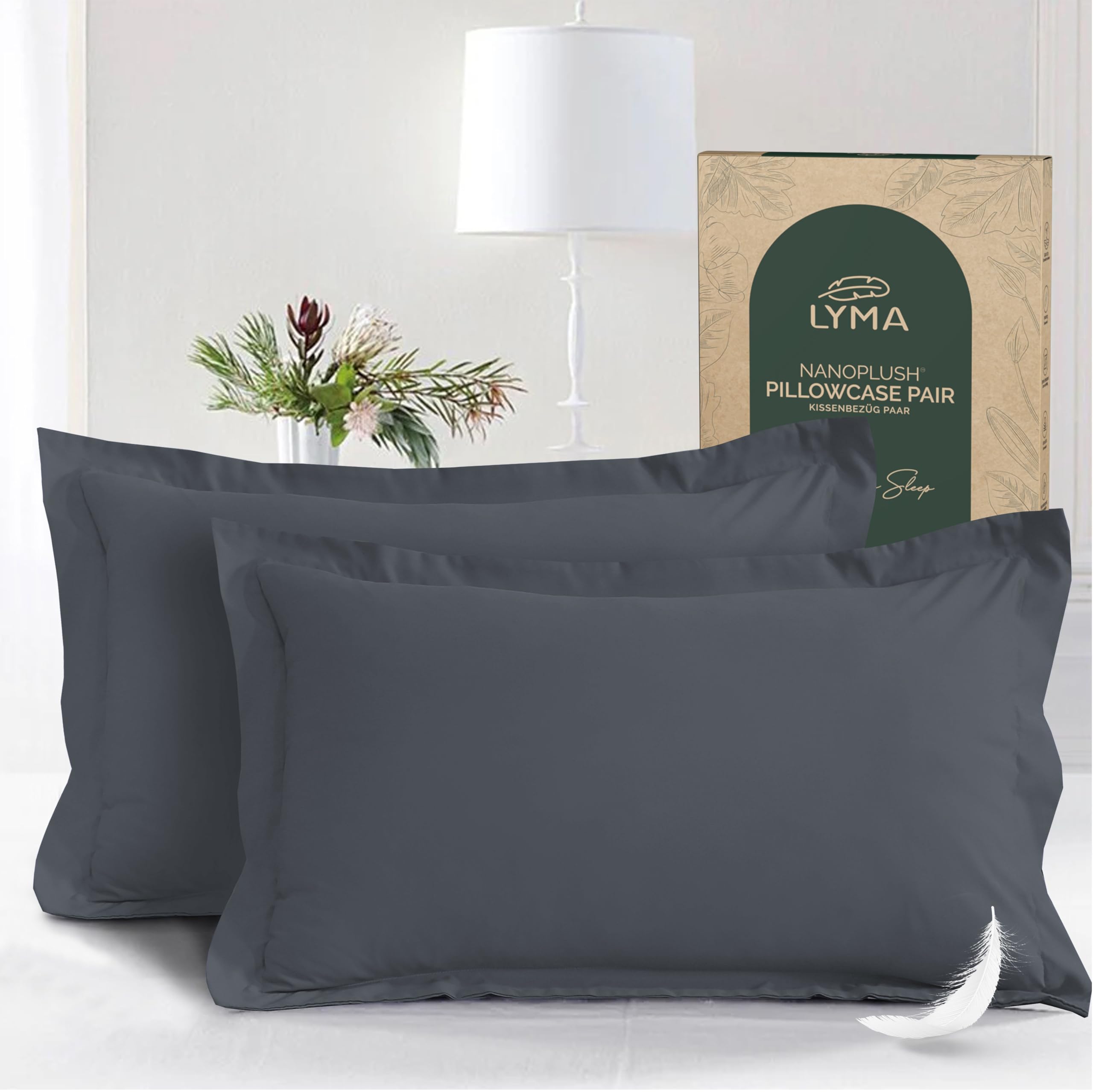 LYMA Pillow Cases Pack of 2 & 4,Ultra Soft Breathable Housewife & Oxford Cover