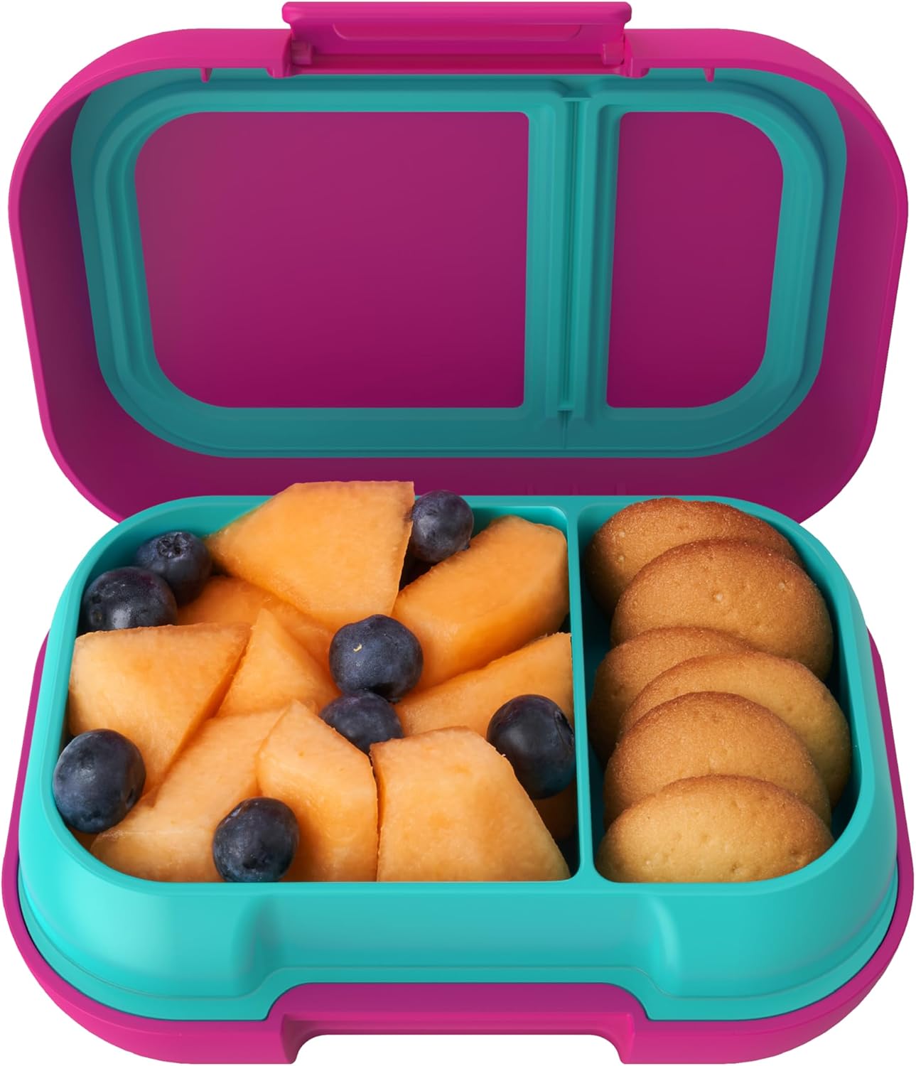 Bentgo Kids Snack – 2 Compartment Leak-Proof Bento Box Container for Snacks and Small Meals, Easy-Open Latch, Dishwasher Safe, BPA-Free for School, Daycare, & Sports – Ideal for Ages 3+ (Fuchsia/Teal) Bentgo Kids Snack – 2 Compartment Leak-Proof Bento Box Container for Snacks and Small Meals, Easy-Open Latch, Dishwasher Safe, BPA-Free for School, Daycare, & Sports – Ideal for Ages 3+ (Fuchsia/Teal)