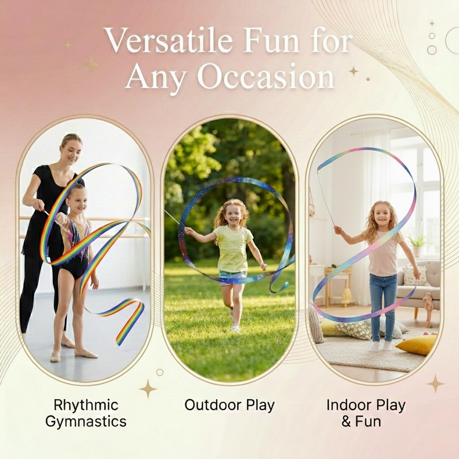 Cinta Gimnasia Ritmica Niña,4 Piezas Pelota Gimnasia Ritmica, Accesorios de Gimnasias, Cinta de Baile Rítmico,para Baile Artístico, Adultos, Espectáculos de Talentos Infantiles — view 6