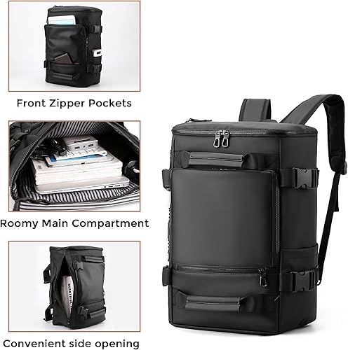 Miniatura 5 de Mochila de viaje para hombres, mochila con correa para el hombro resistente al agua, mochila de transporte aprobada para laptop de 15.6 pulgadas,