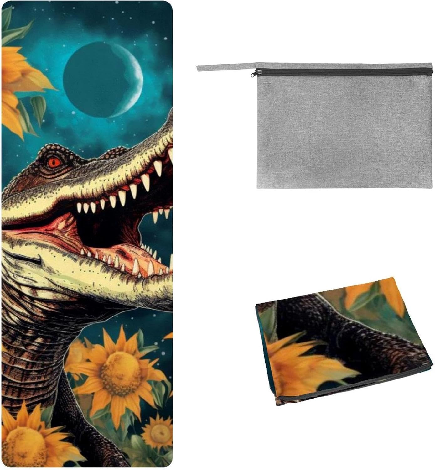 Yoga Towel, Crocodile Star Sunflower Non Slip Sweat Absorbent Hot Yoga Mat Towel for Hot Yoga, Pilates and Fitness - 72.8" x 26.8"