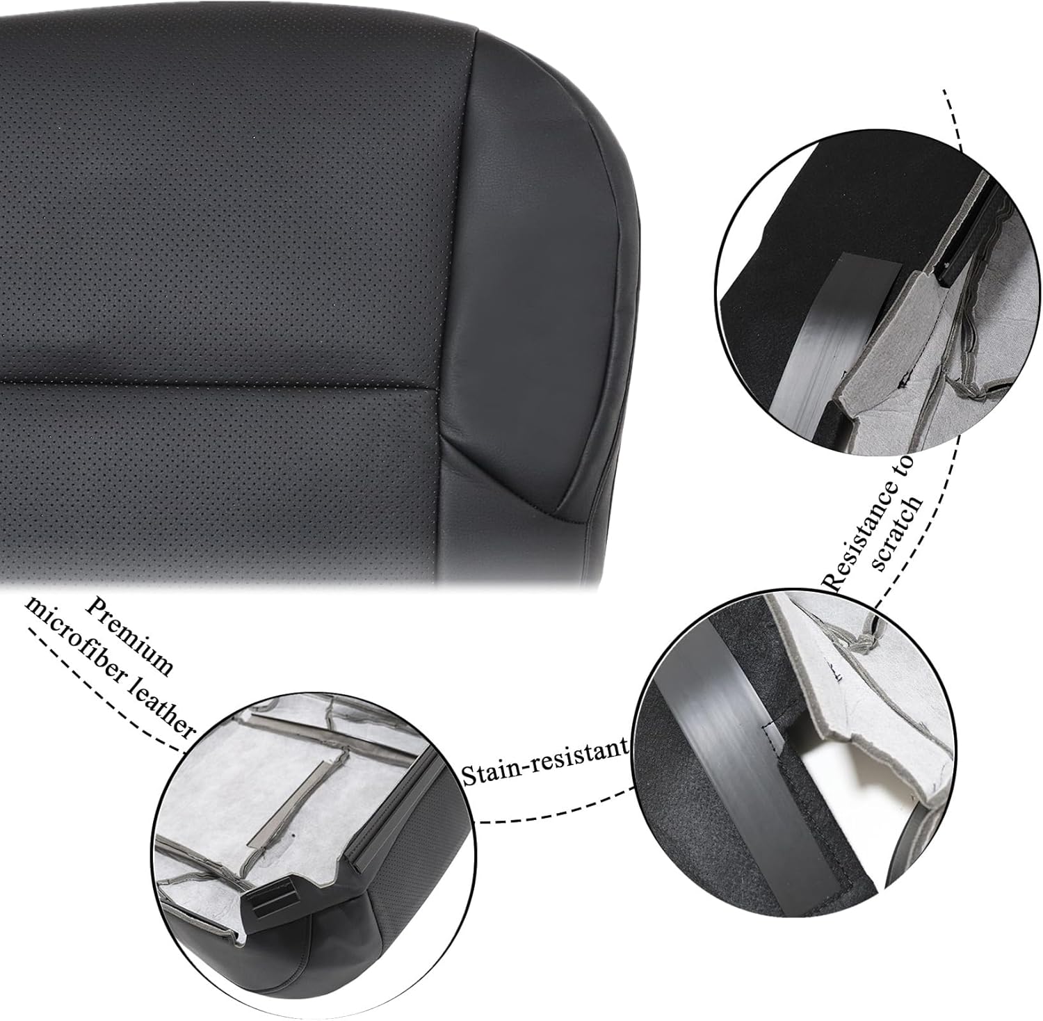 NLQR Front Driver Side Bottom Replacement Seat Cover Black Perforated Microfiber Leather Compatible with Lexus GX460 2010 2011 2012 2013 2014 2015 2016 2017