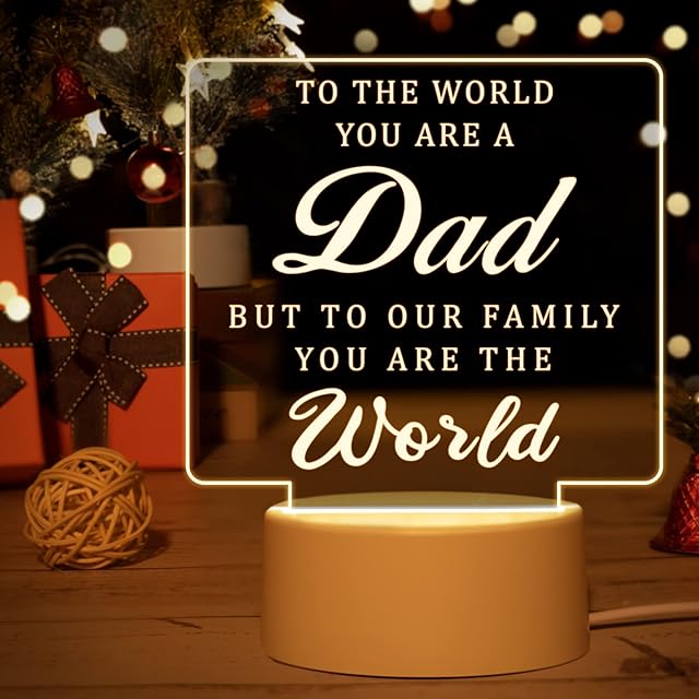 Dad Gifts from Daughter Son - Dad Birthday Gifts Idea Night Light, Father's Day Thanksgiving Christmas Birthday Gifts for Dad, Daddy Gifts Engraved Night Lamp Presents for Dad Step Dad