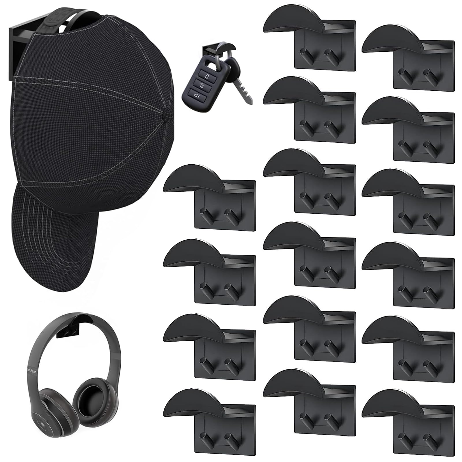 16 Piezas Colgador Gorras, Autoadhesivos Multiusos Práctico Organizador de Gorras, Colgador de Sombreros, Organizador de Sombreros, Organizadores de Gorra, Ganchos de Sombrero