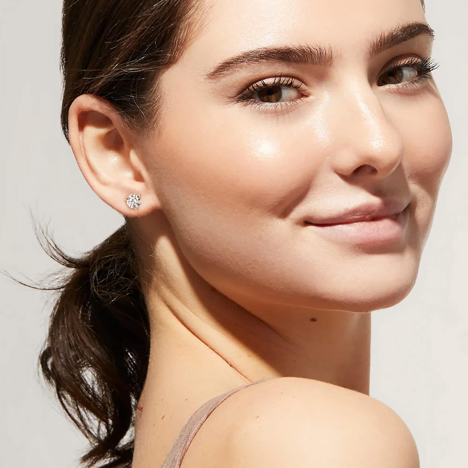 KRKC 0.6-3ct Moissanite Stud Earrings, D Color VVS1 Clarity, Lab Created Diamond Stud Earring for Women, 14K White Gold S925 Sterling Silver Earrings Friction Back for Women Men, Hypoallergenic - Image 2