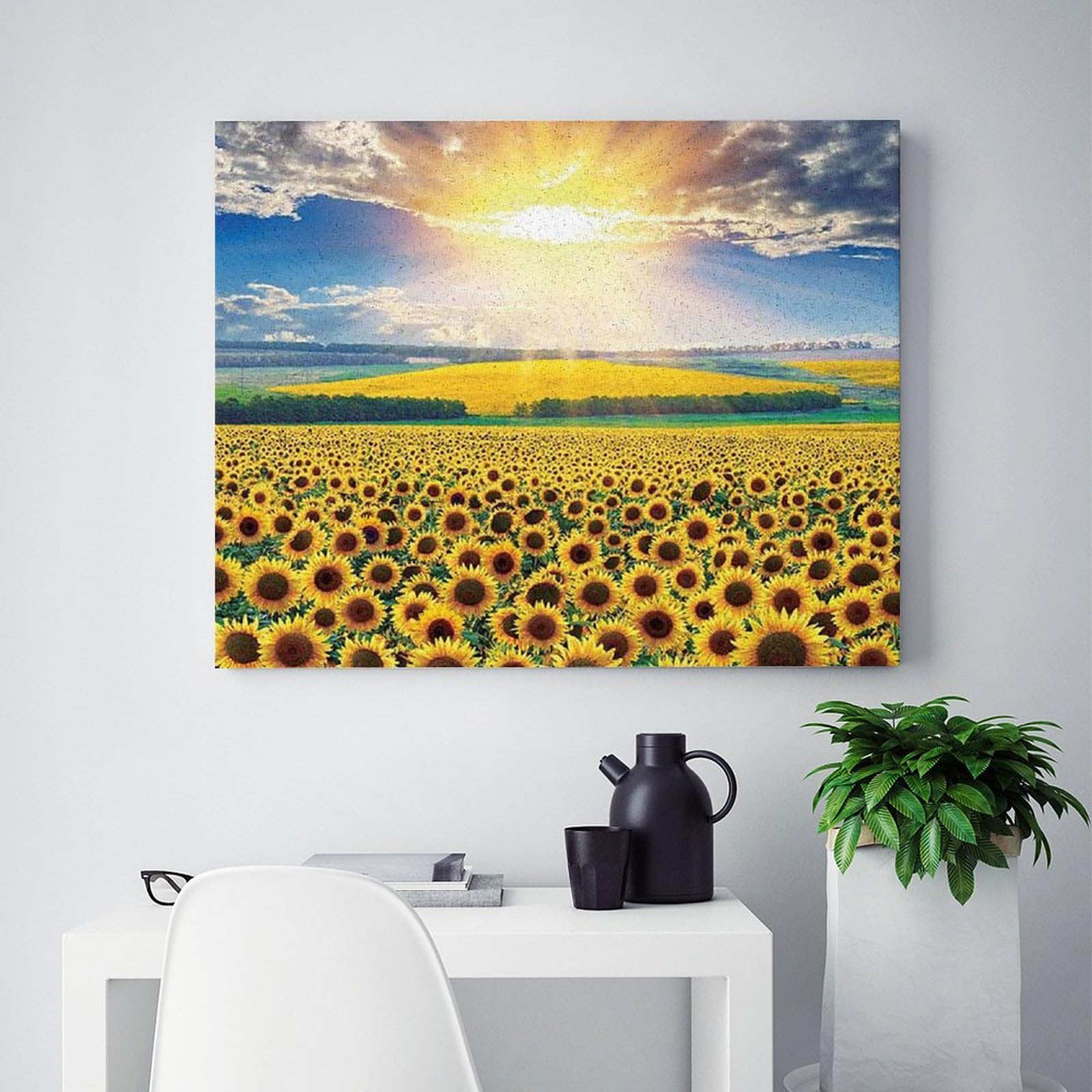 Amazon | 太陽の下のひまわり畑 数字油絵 大規模な壁画の風景