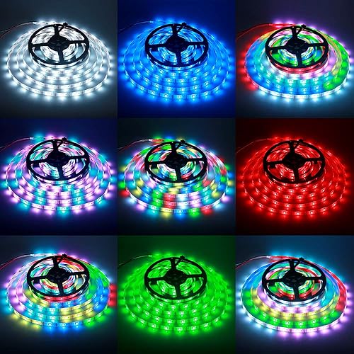 Vista 41 de ALITOVE WS2815 12V WS2812B Tira de luz LED RGB direccionable 16.4 ft 150 LED WS2813 12V programable de color de ensueño LED Pixel Tira de señal