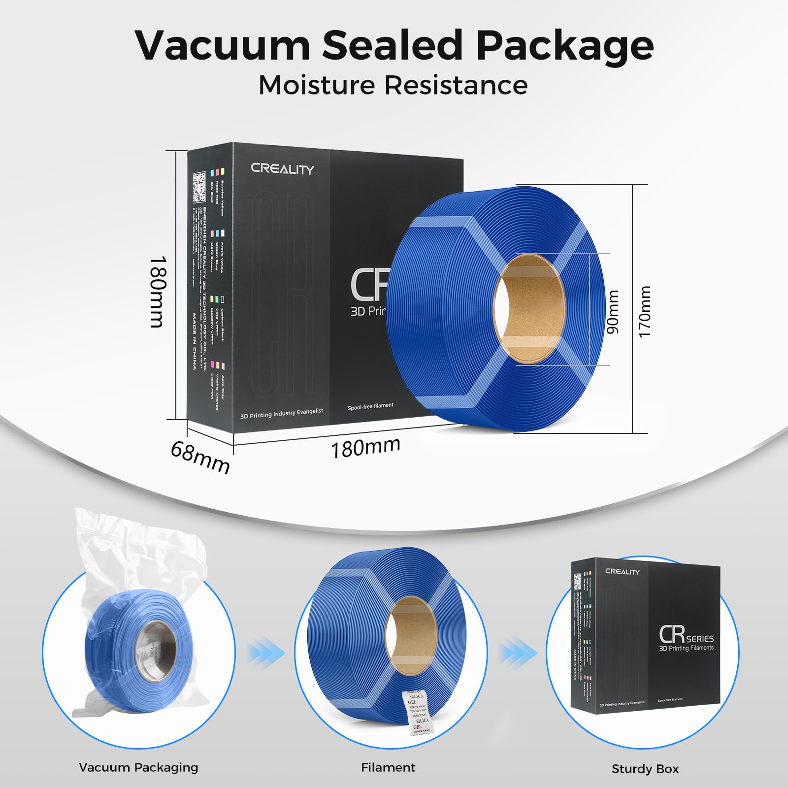 Creality Refill PETG Filament, Resistente y Duradero, Precisión Dimensional de 1,75mm±0,03mm, para Bobinas Reutilizables de Bambu Lab, Filamento para Impresoras 3D, 4kg (8,8lb), Negro Blanco Rojo Azul