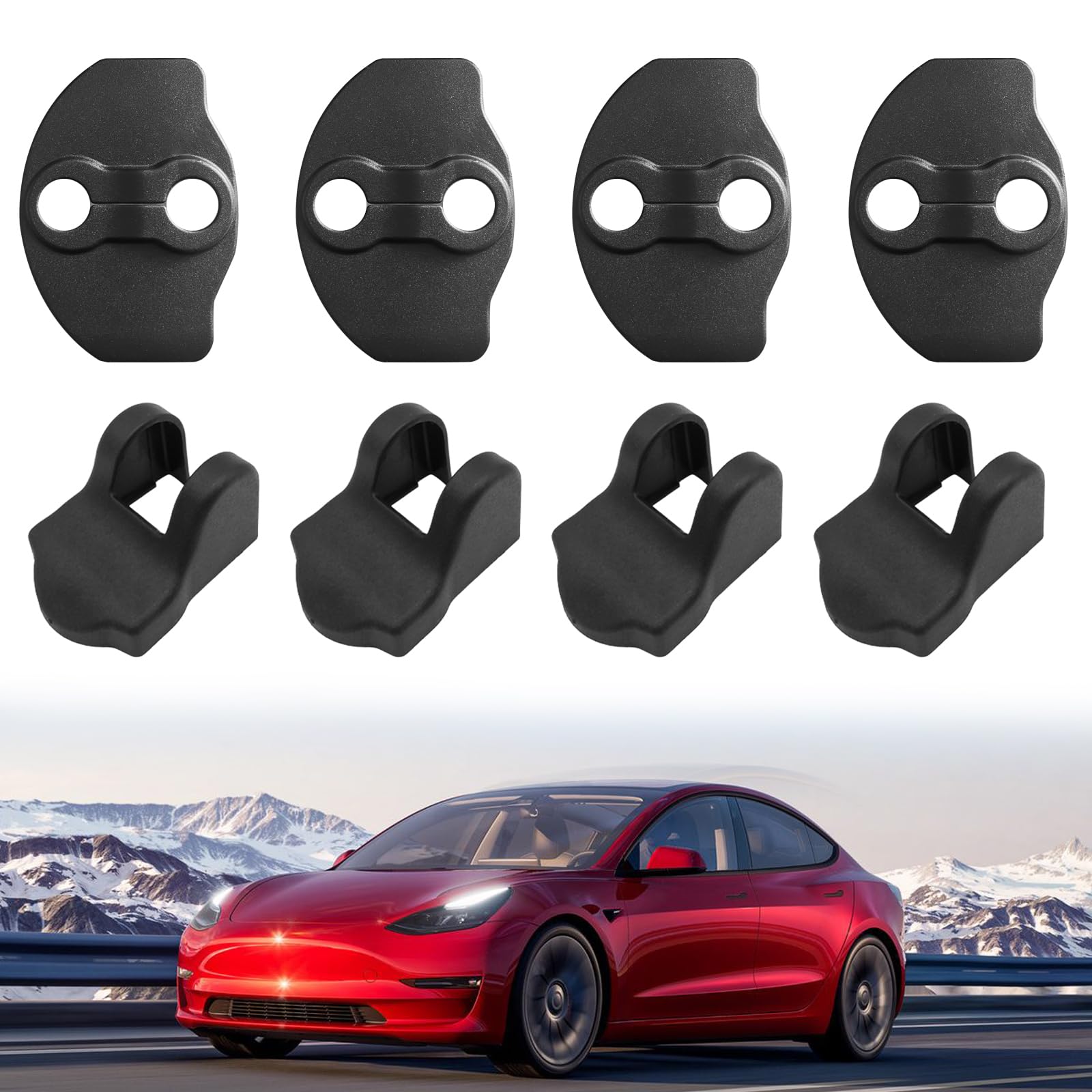 Door Lock Protector Cover - Compatible with 2016-2023 Tesla Model 3 Model Y Accessories Protector Latches Cover Door Stopper Covers (Set of 8)