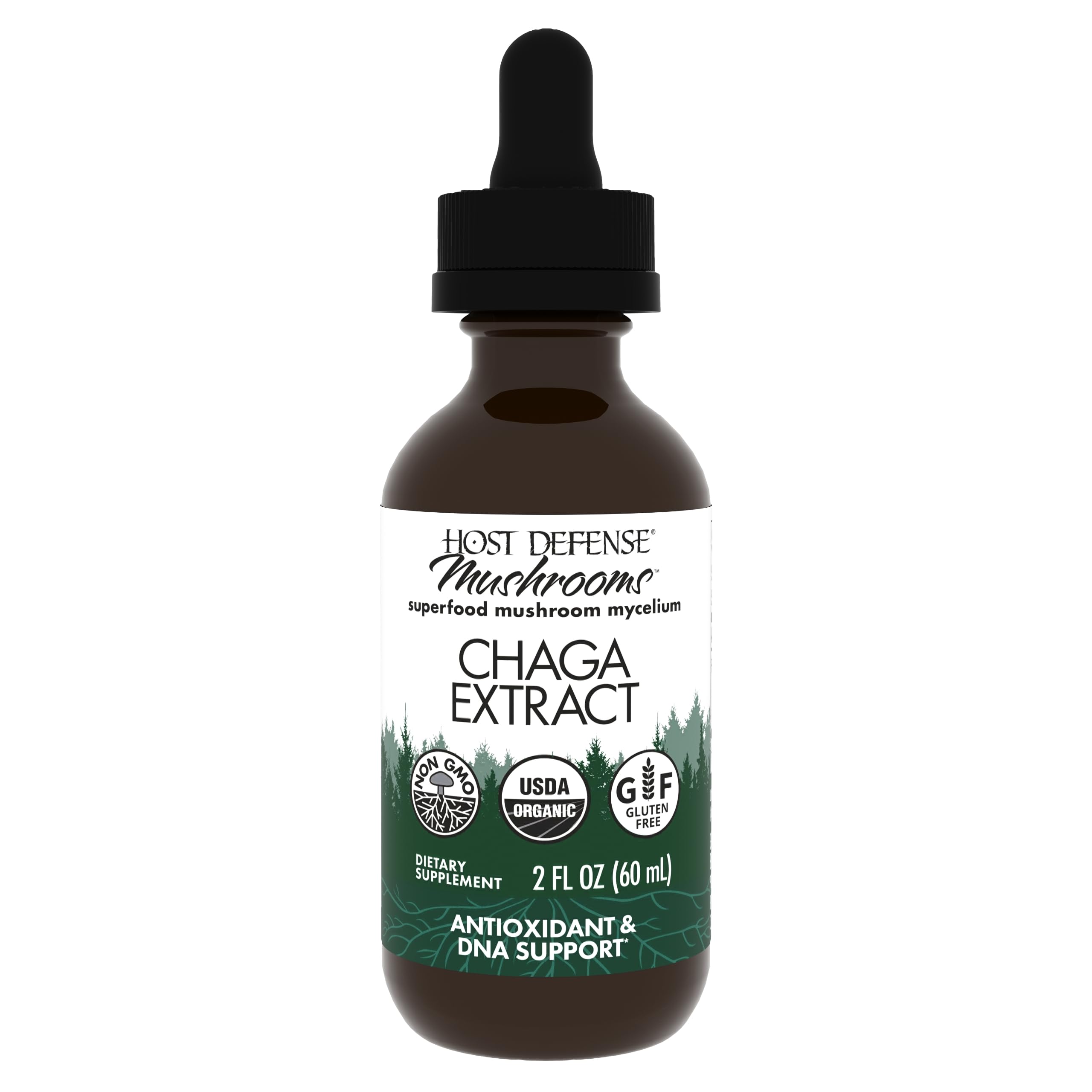 Host Defense - Chaga Extract, Mushroom Antioxidant & DNA Support, 60 Servings (2 oz)