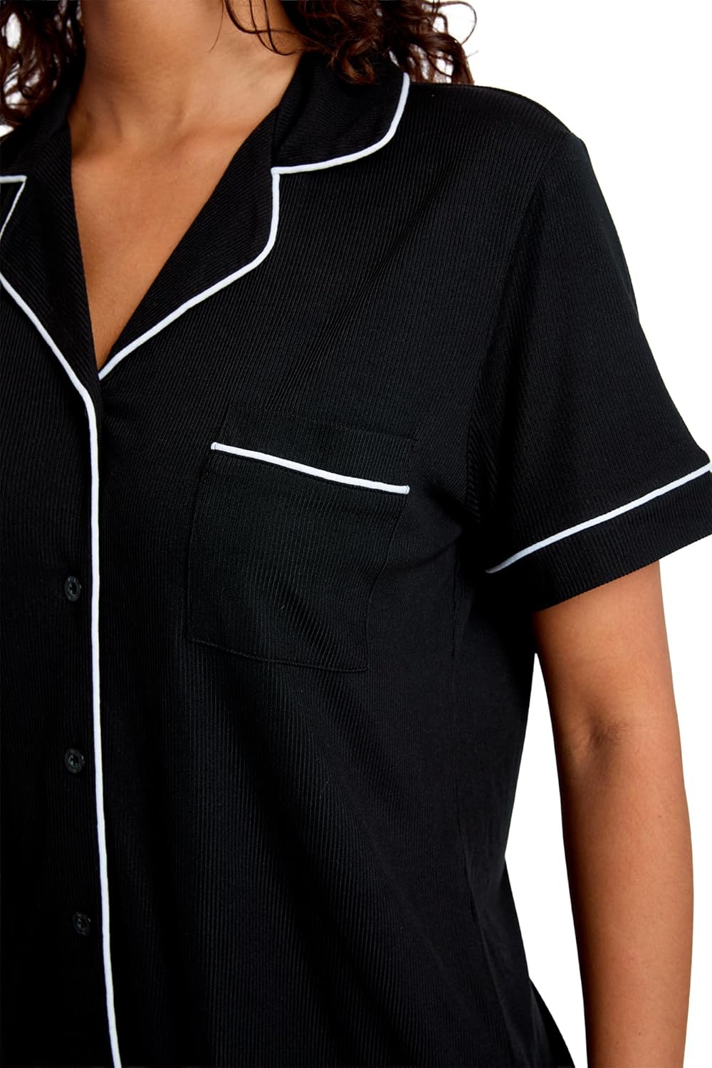 Nicole Miller New York Women's Pajamas 2 Piece Soft Ribbed Button Down PJ Short Set - Image 3