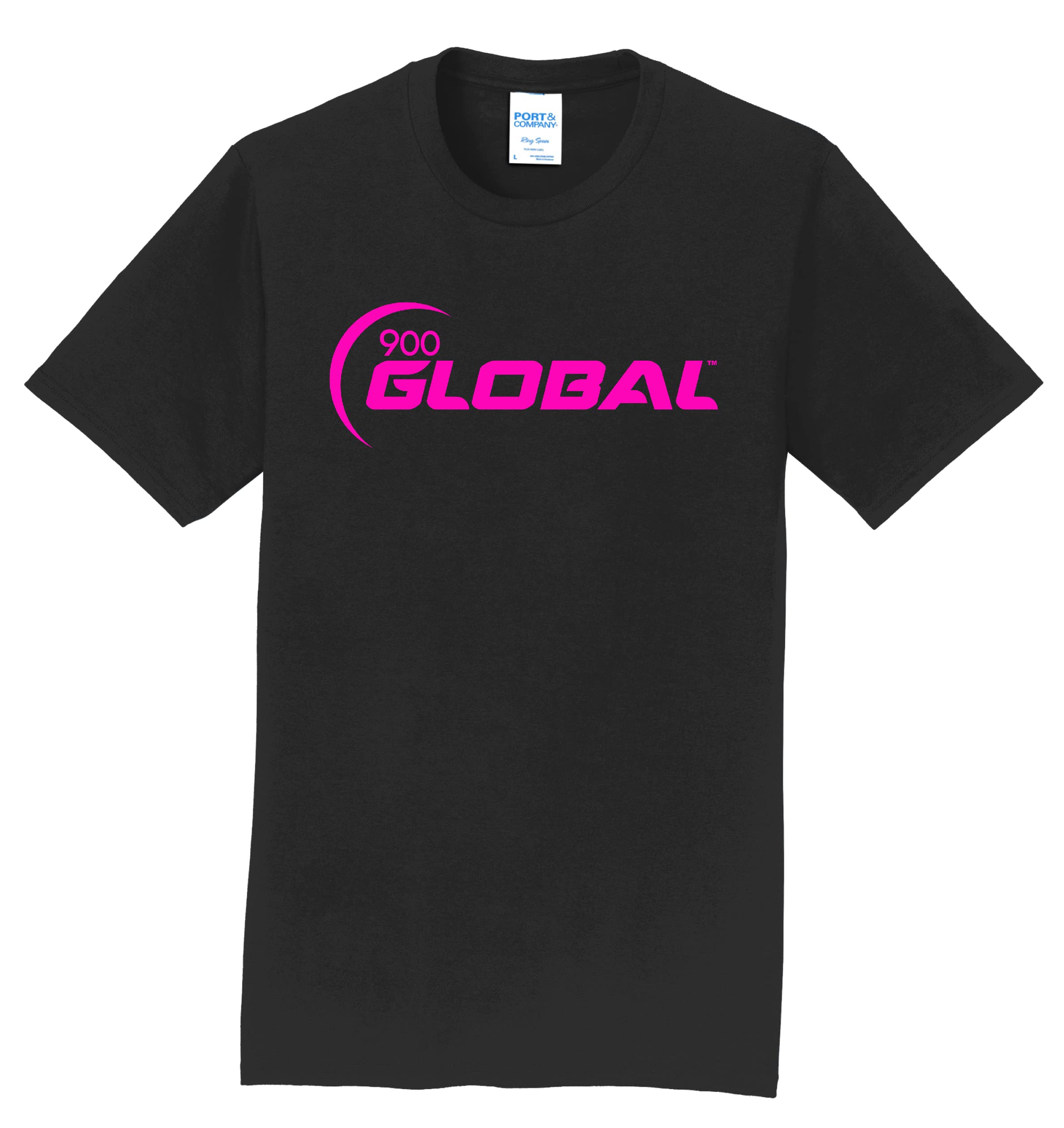 Logo Infusion Black T-Shirt 100% Cotton - 900 Global Bowling - Pink Logo - Design 000K