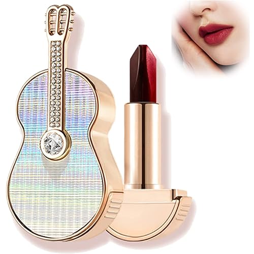 Lápiz labial de guitarra, 3 colores en 1, lápiz labial en forma de guitarra arcoíris, esmalte de labios mate, lápiz labial hidratante para violín,