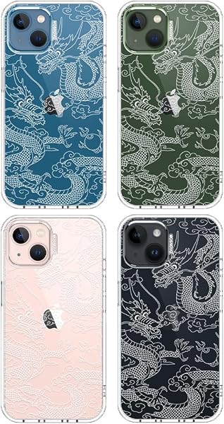 MOSNOVO iPhone 14 and iPhone 13 Case, Transparent Shockproof TPU Cover [Protection from Military Falls up to 2 m] [Anti-Skip Technology] - White Dragon - 4