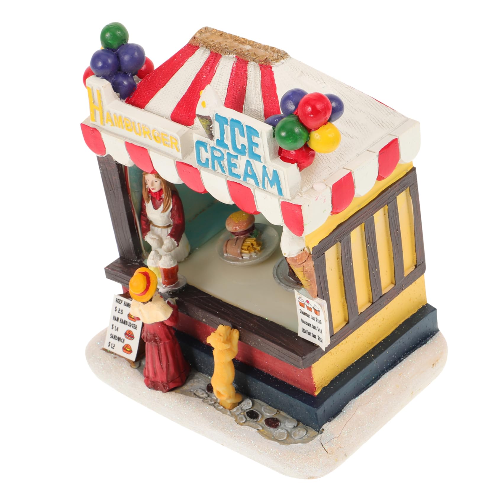 GOOHOCHY Christmas Decorations Resin Small House Led Light Christmas Ornament Battery-Powered