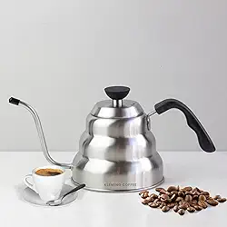 Chaleira Pescoço de Ganso para Café Coado e Chá, Chaleiras de fogão, Chaleira de Gotejamento de Café, Gooseneck, Aço Inoxidável,Tipo Hario Buono,800 ml.