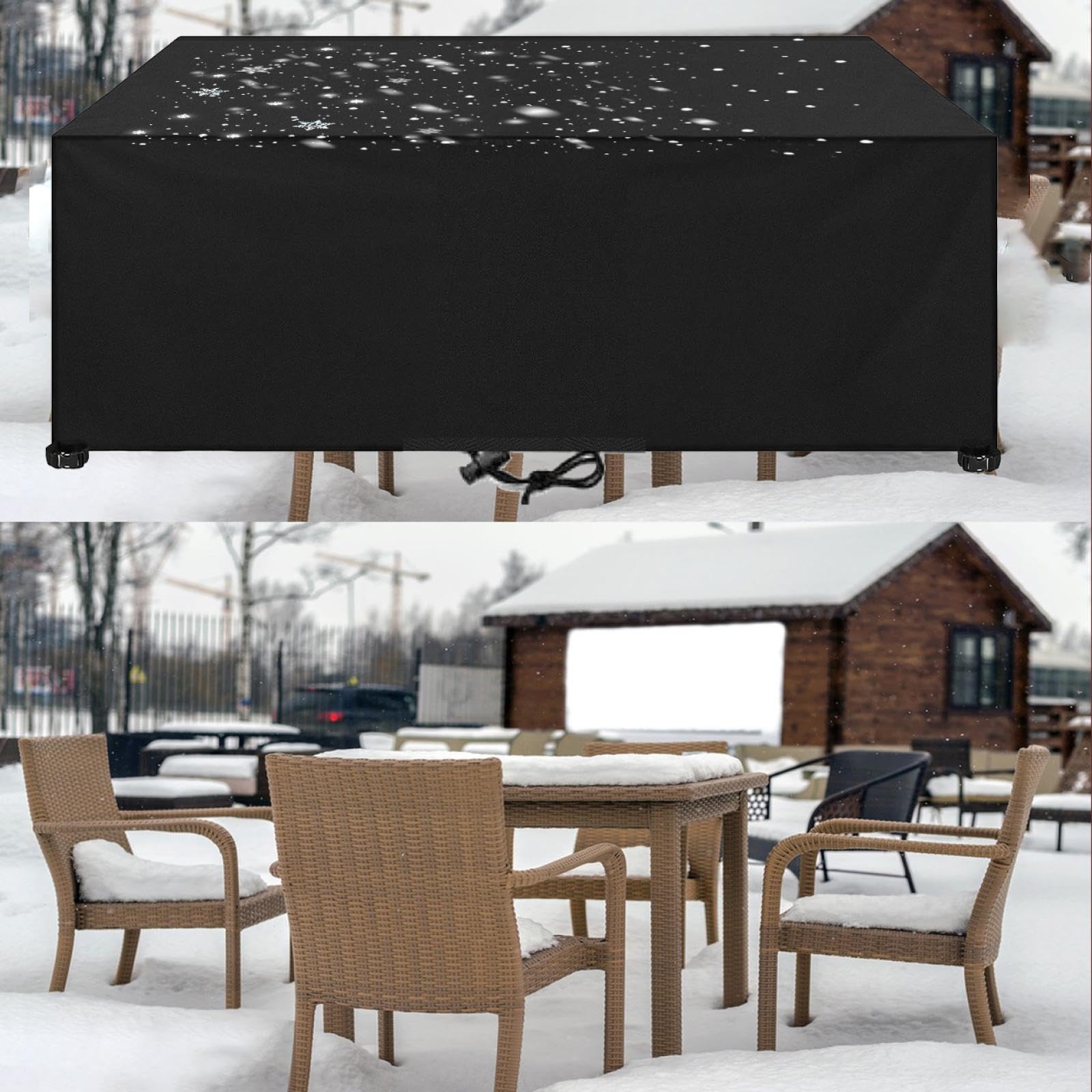Winterabdeckung Für Gartenmöbel 265x120x74cm/LxBxH Garden Table Covers Waterproof,Rectangular Outdoor Furniture Covers, Patio Table Covers Waterproof Square for Garden Sofa Table Chair Set