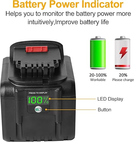 Miniatura 2 de waitley Batería de iones de litio de 20 V 9.0 Ah compatible con herramientas DEWALT DCB200 DCB209 con indicador LED