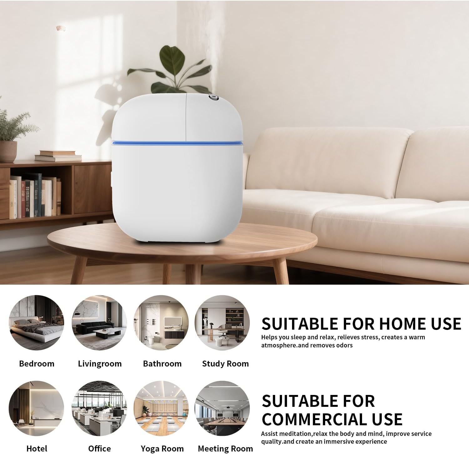 Hotel Scent Diffuser Kit for Home, Includes 2 Premium Oils, Waterless Essential Oil Aromatherapy Diffuser Cover 3500 Sq.ft. App Control,Powerful Nanotechnology System for Large Room Office Spa-White