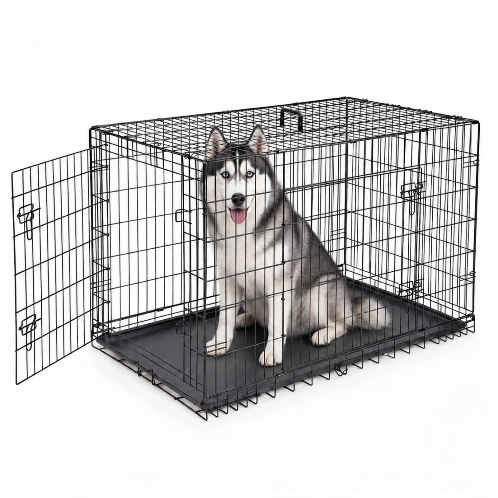 Extra Large Dog Crate 48 Inch, Metal Wire Foldable Dog Cage Kennel