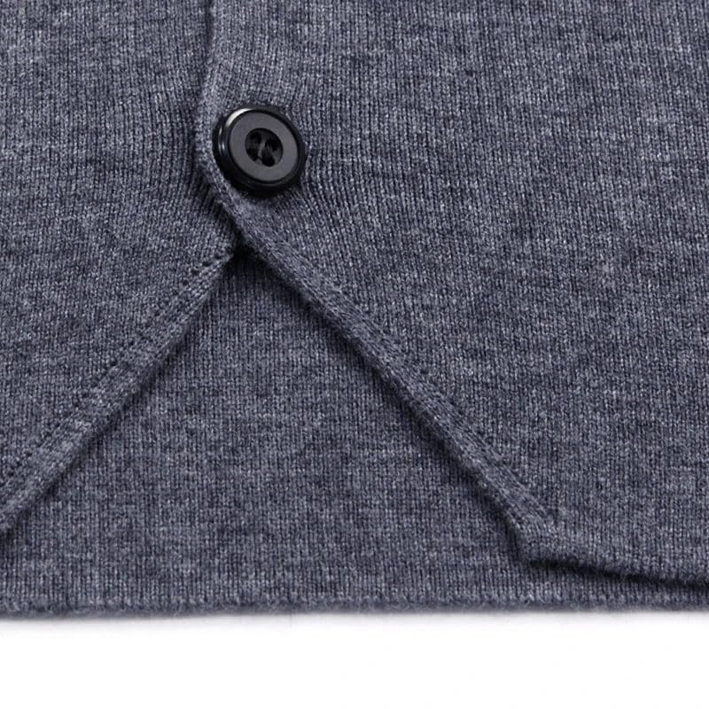 Men Knitted Sleeveless Cardigan Vest Buttons Down V Neck Business Casual Sweater Vest4